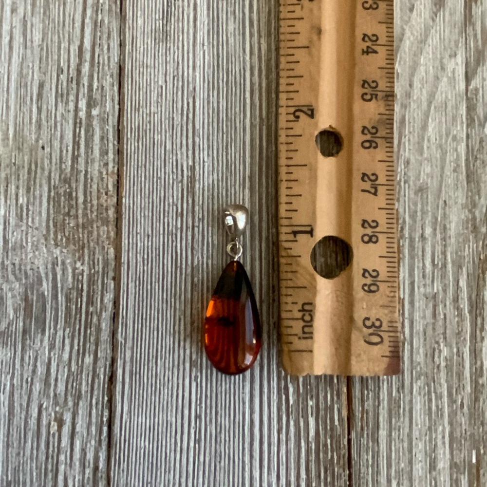 Sterling silver pendant and Amber  teardrop